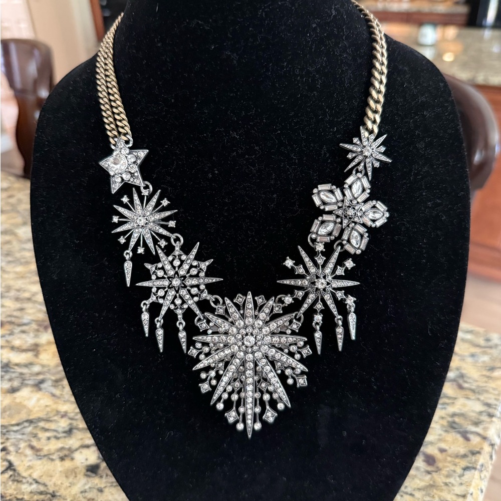 Chloe + Isabel Statement Crystal Burst Necklace in Silver